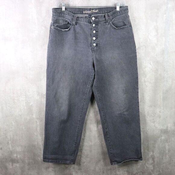 Universal Thread Jeans Womens Size 14 Black Vintage Straight Button Fly Ankle - Picture 1 of 7